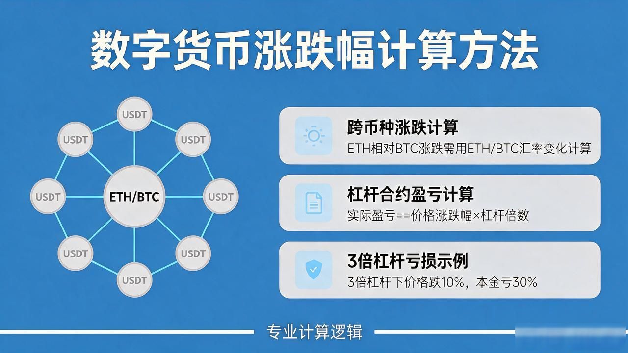 数字货币涨跌幅计算公式_BTC ETH价格涨跌百分比算法_数字货币涨跌幅度计算