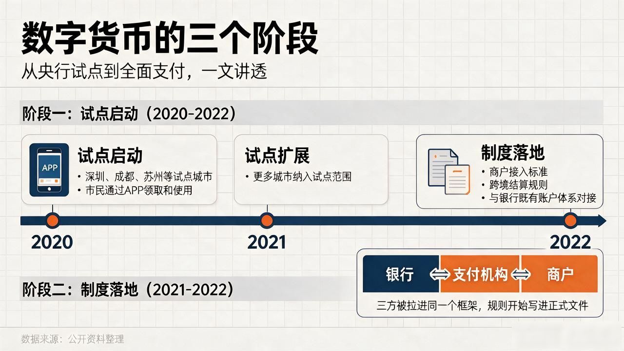 数字货币的三个阶段_数字人民币从试点到场景融合的演进路径_央行数字货币发展阶段与核心问题解析